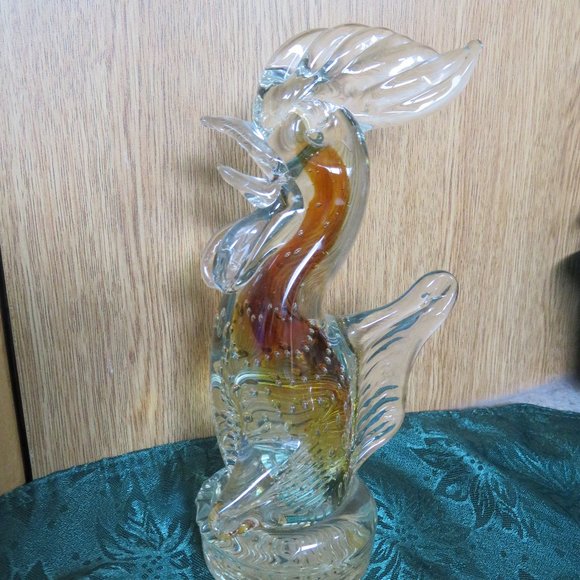 Blown Glass ROOSTER Figurine 8.25" High Heavy (192C) - Picture 3 of 5
